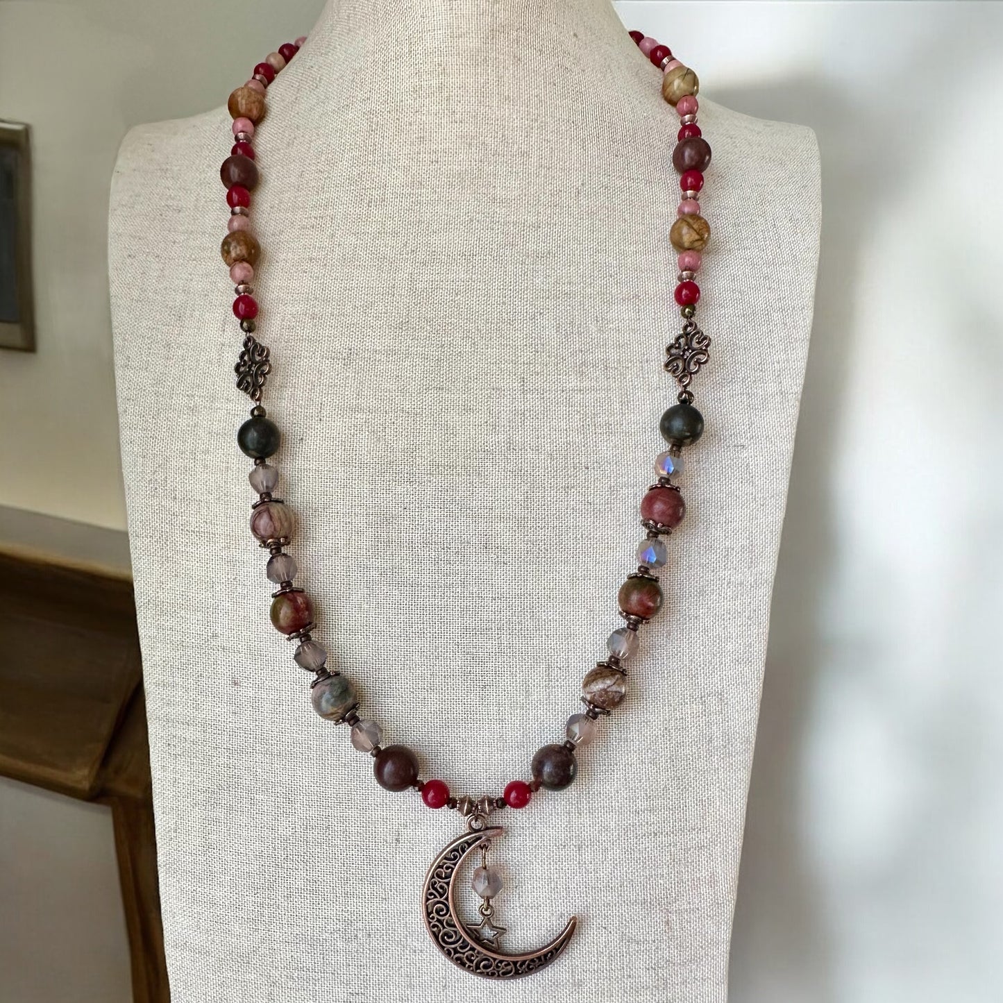 Moonlit Earthfire Necklace - Gemstone Collection by Bella Adornia