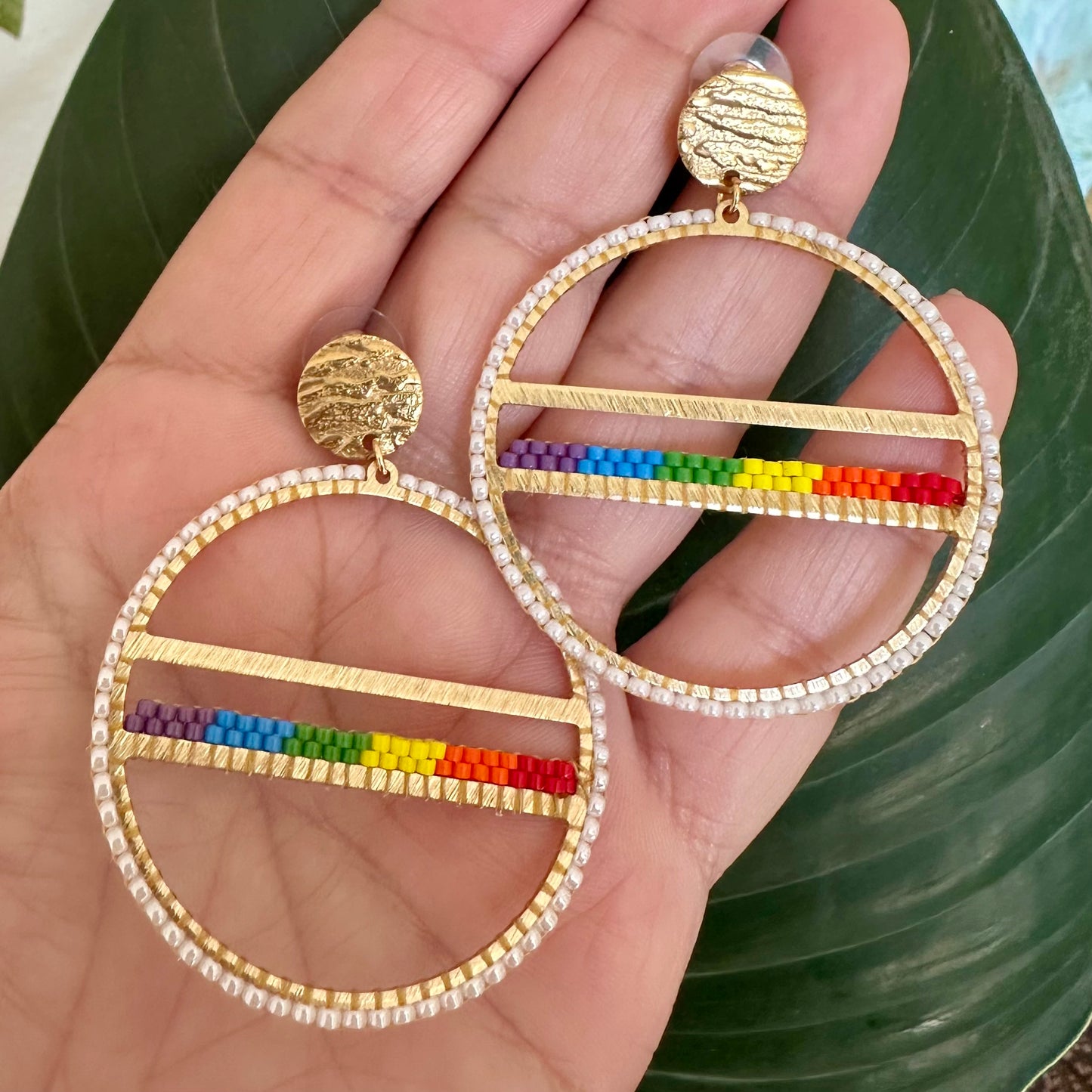 Radiant Circle Earrings | Beaded Earrings Collection by Bella Adornia