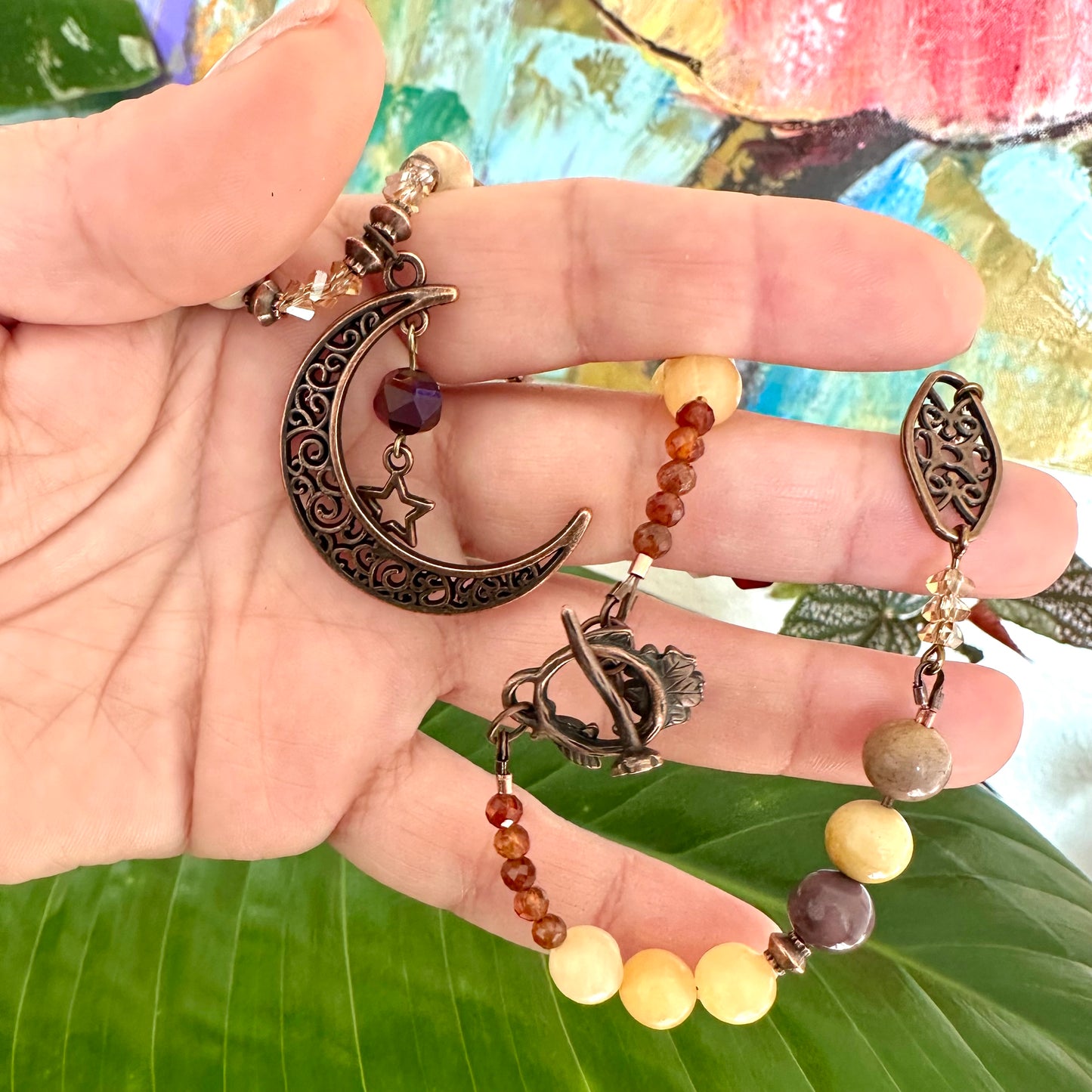 Moonlit Earthfire Necklace - Gemstone Collection by Bella Adornia