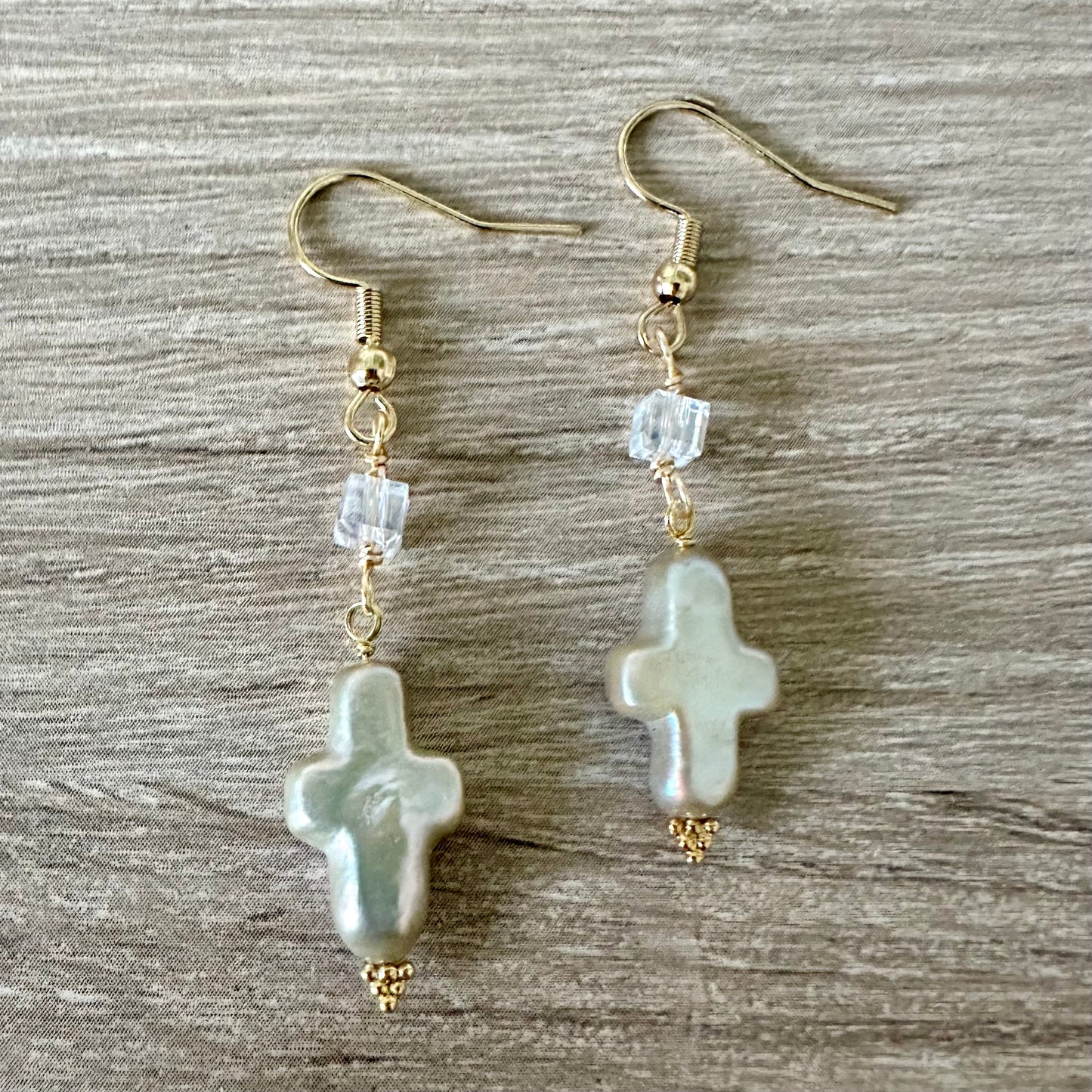 Pearl Cross Earrings | Gold Filled Collection by Bella Adornia