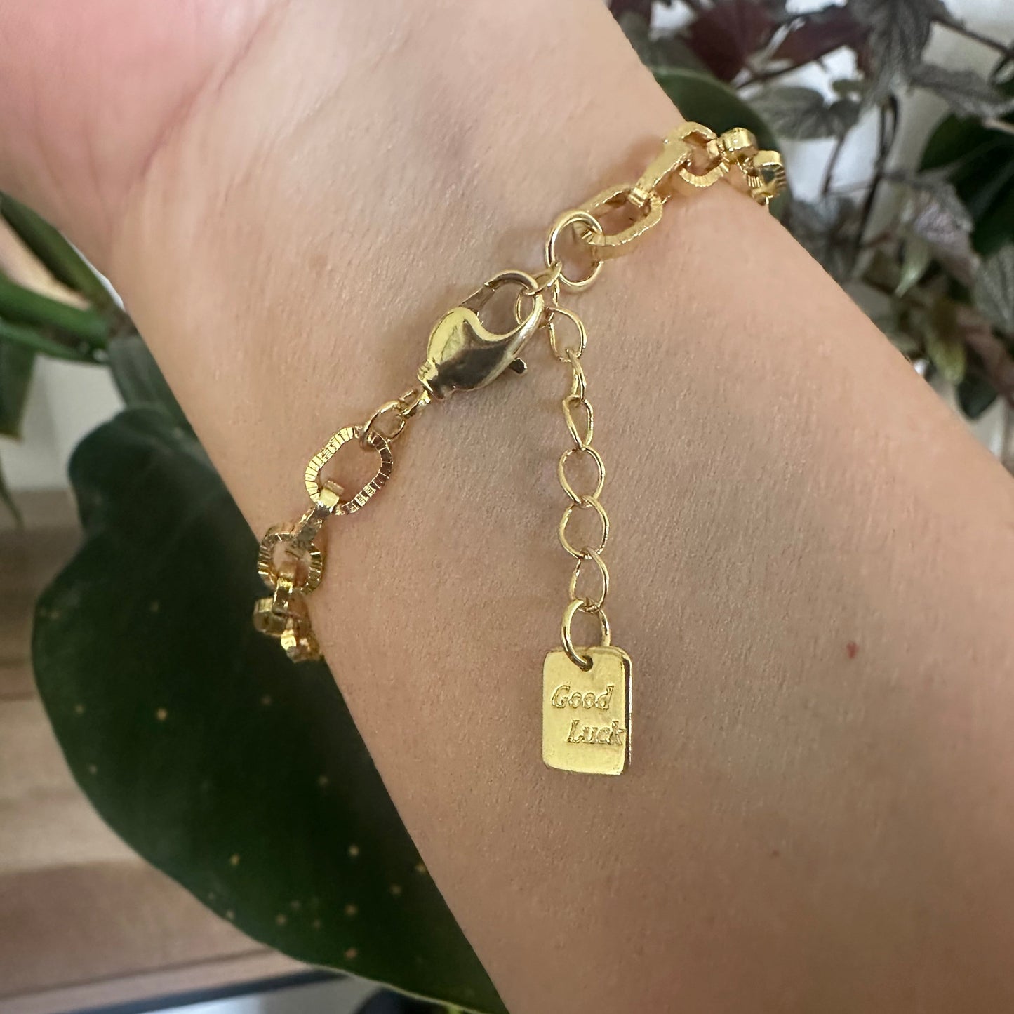 good luck bracelet on arm