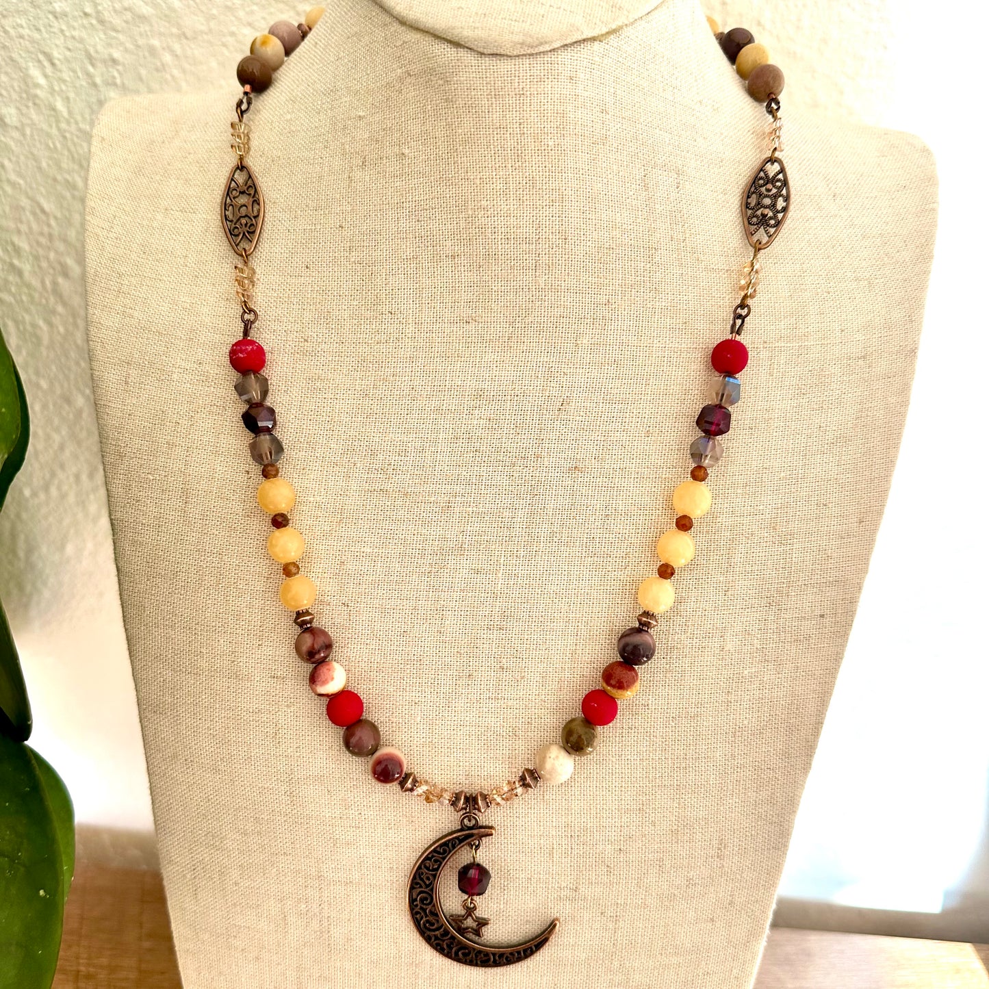 Moonlit Earthfire Necklace - Gemstone Collection by Bella Adornia