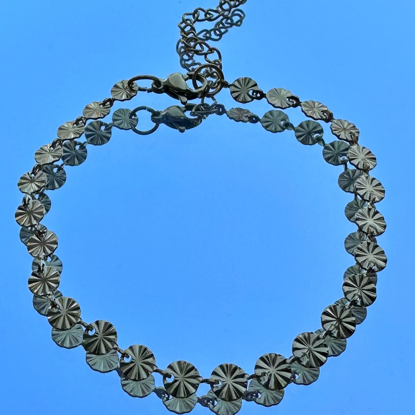 SS Sunburst Coin Chain Bracelet | Stainless Steel Collection by Bella Adornia