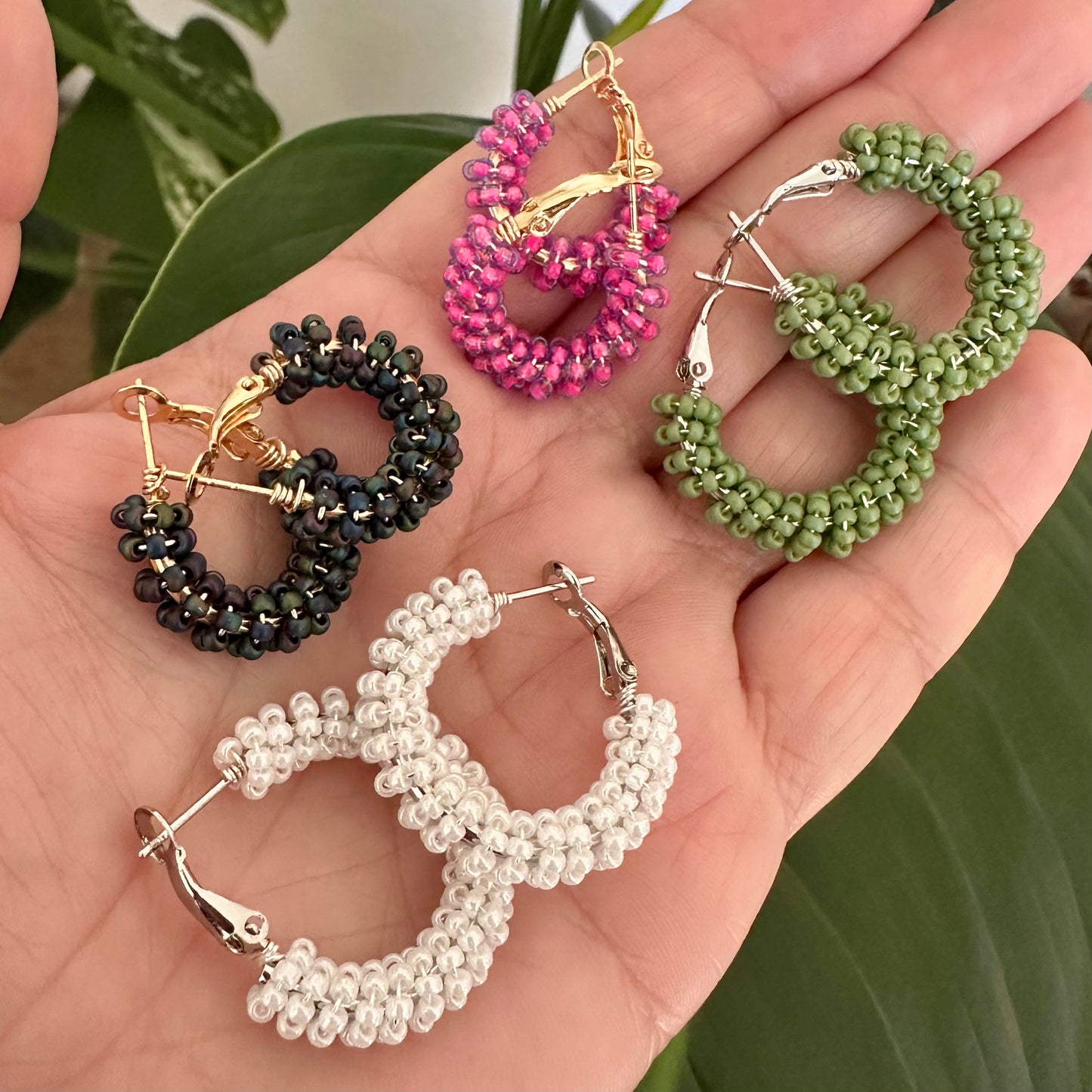 Orbit Hoops - Beaded Earrings Collection by Bella Adornia