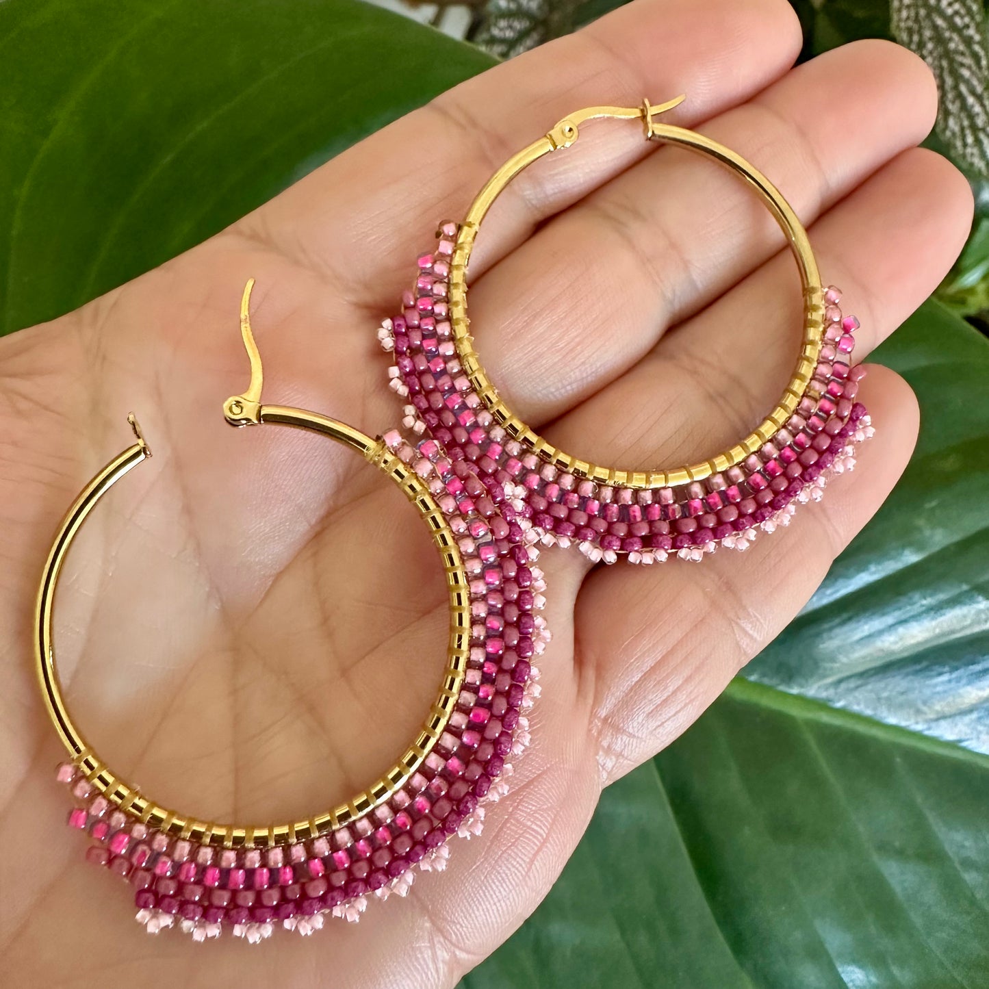 Halo Bloom Hoops | Beaded Earrings collection by Bella Adornia