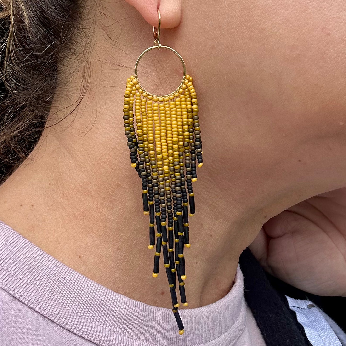 Obsidian Sunset Earrings | Bella Adornia Beaded Earrings Collection