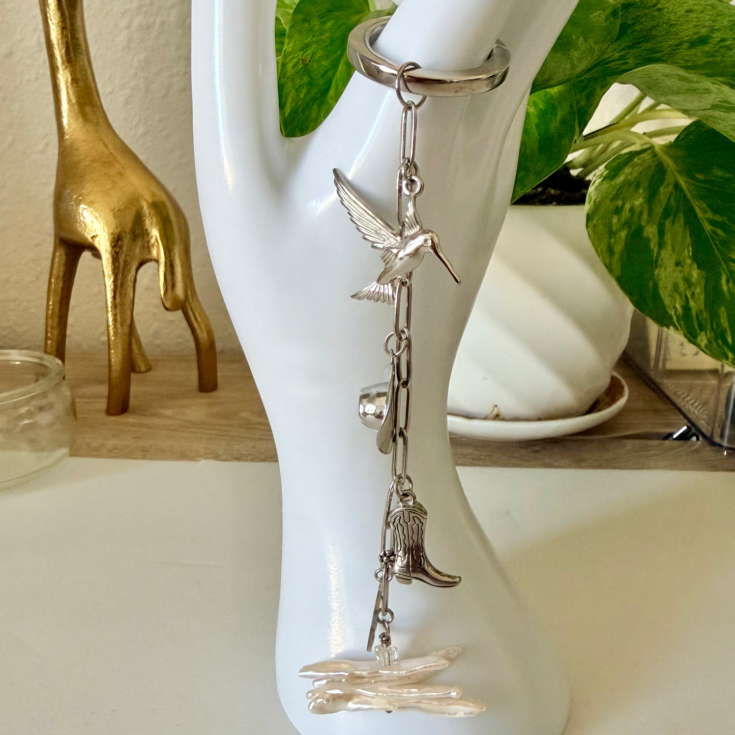 Purse Charm - Clasp, Chain & Pearls
