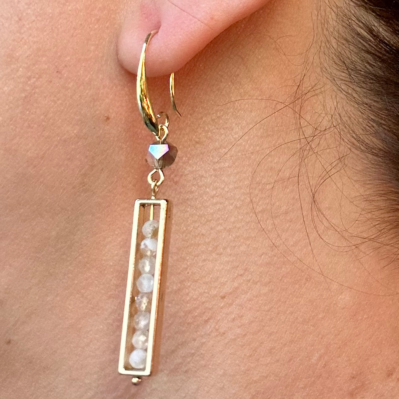 Gemstone Spectrum Strips Earrings | Beaded Earrings Collection by Bella Adornia