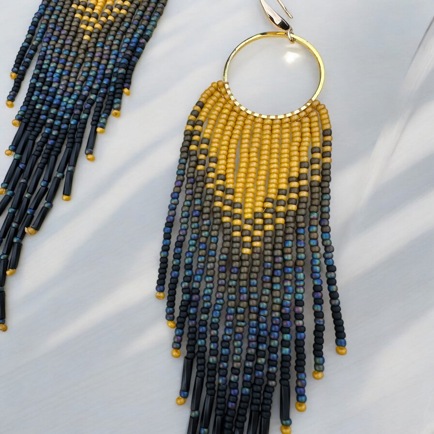 Obsidian Sunset Earrings | Bella Adornia Beaded Earrings Collection