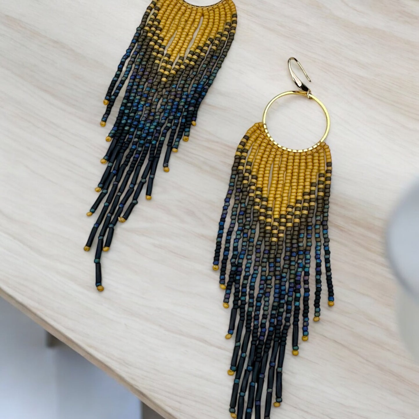 Obsidian Sunset Earrings | Bella Adornia Beaded Earrings Collection