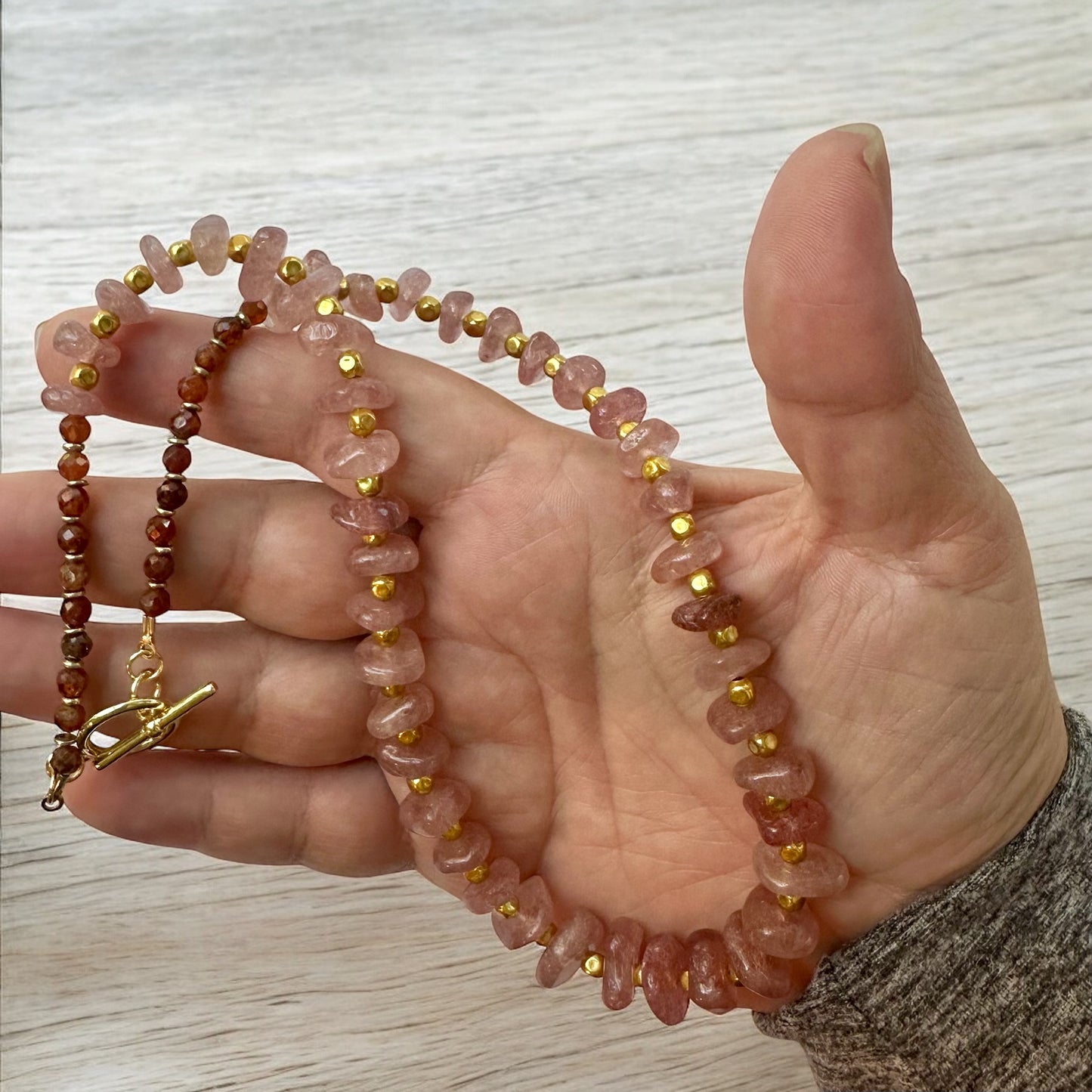 Strawberry Glow Necklace | Gemstone Collection by Bella Adornia