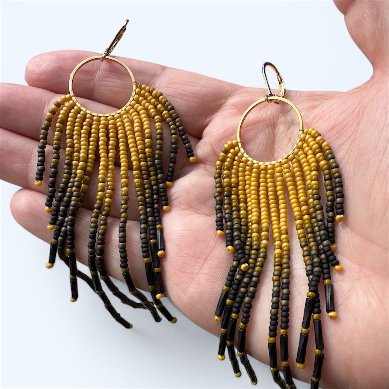 Obsidian Sunset Earrings | Bella Adornia Beaded Earrings Collection