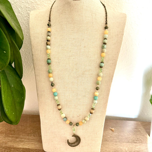 Moonlit Earthfire Necklace - Gemstone Collection by Bella Adornia