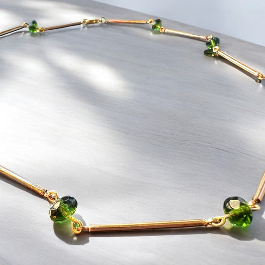 Green and Gold Connector necklace