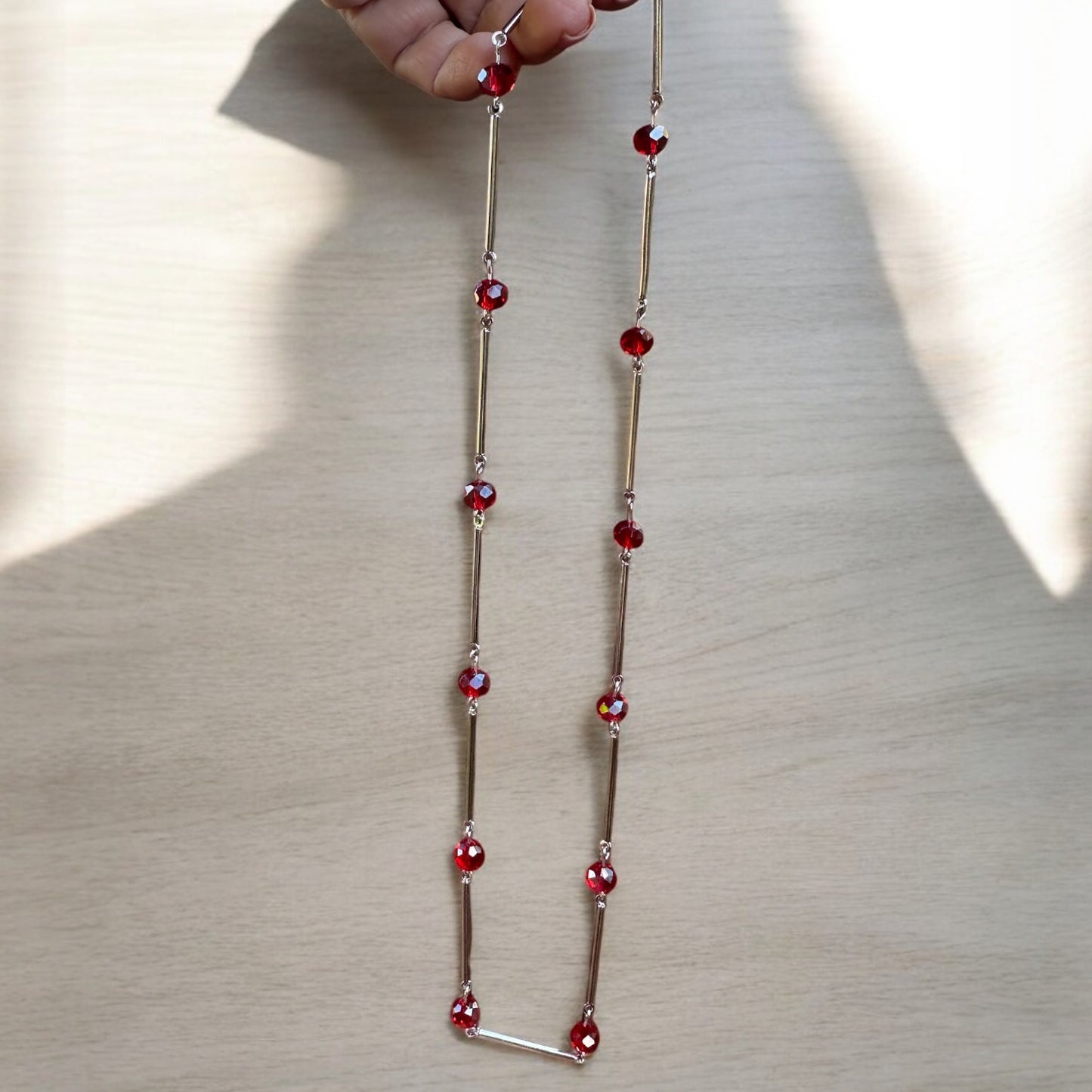 Red and Silver Connector Necklace