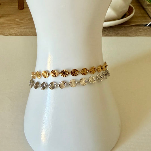 Sunburst Coin Chain Bracelet | Stainless Steel Collection