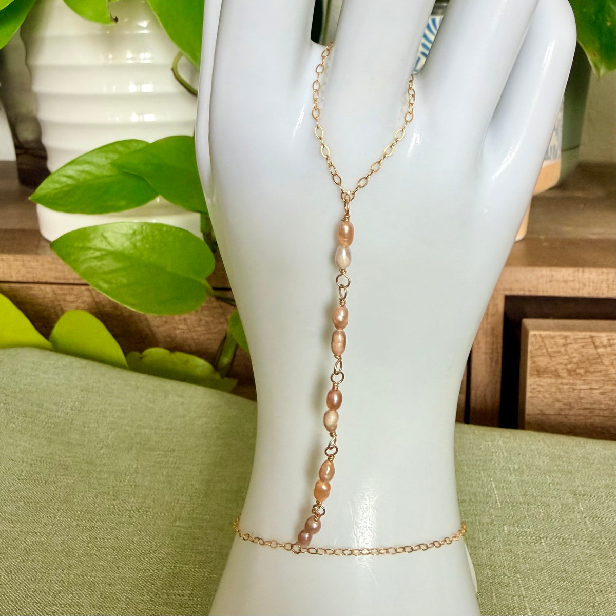14k Gold Filled small pearl Hand Chain | Gold Filled Collection