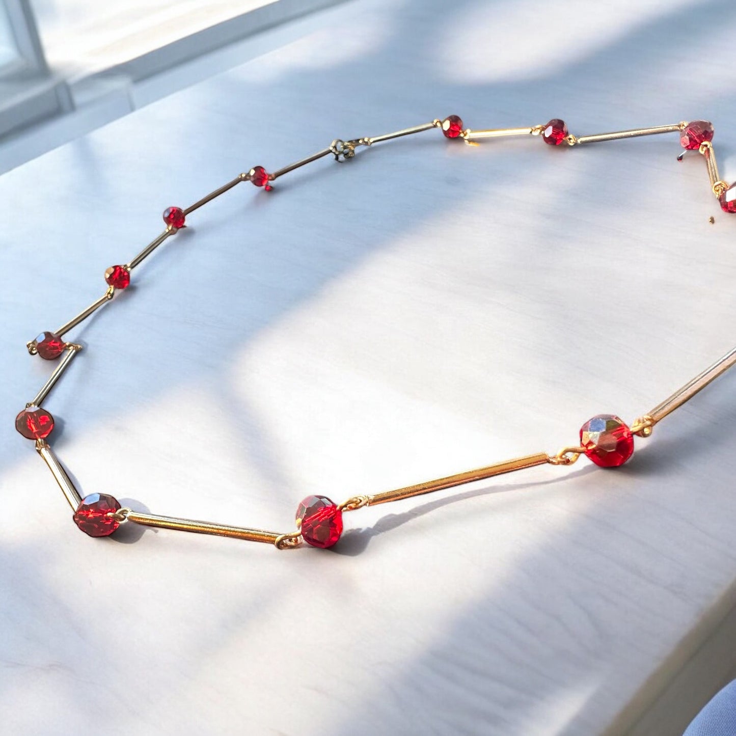 Red and Gold Connector Necklace