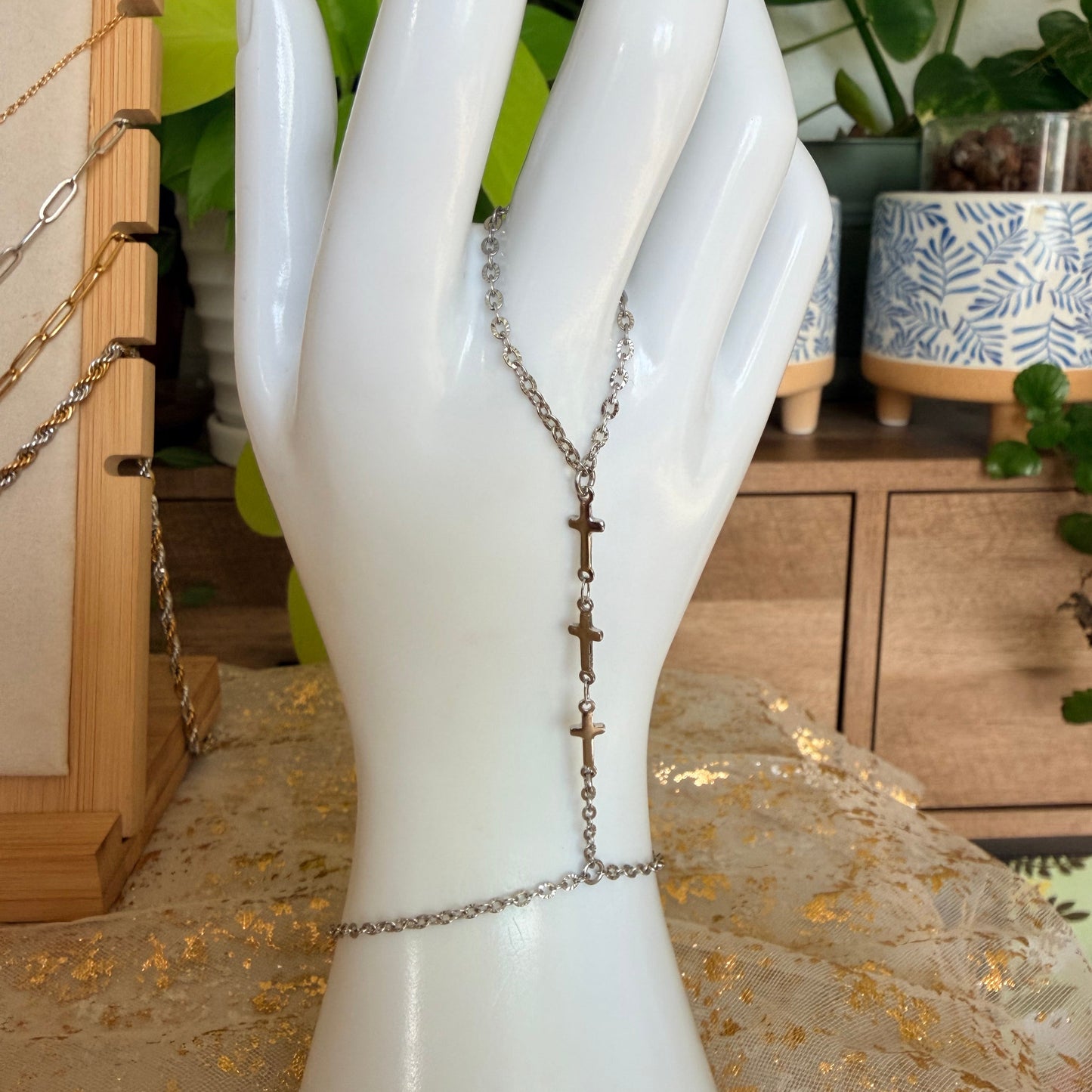 Cross Link Hand Chain | Stainless Steel Collection