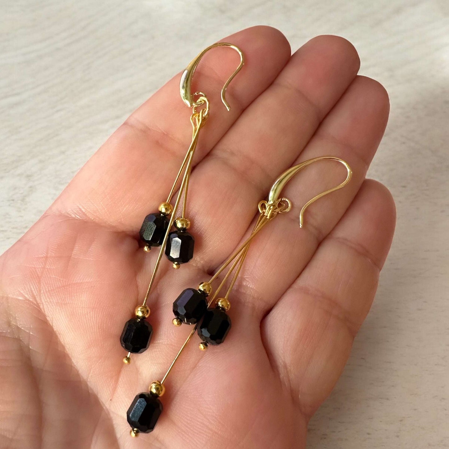 Pure Elegance Earrings - Gold Filled with crystals in hand