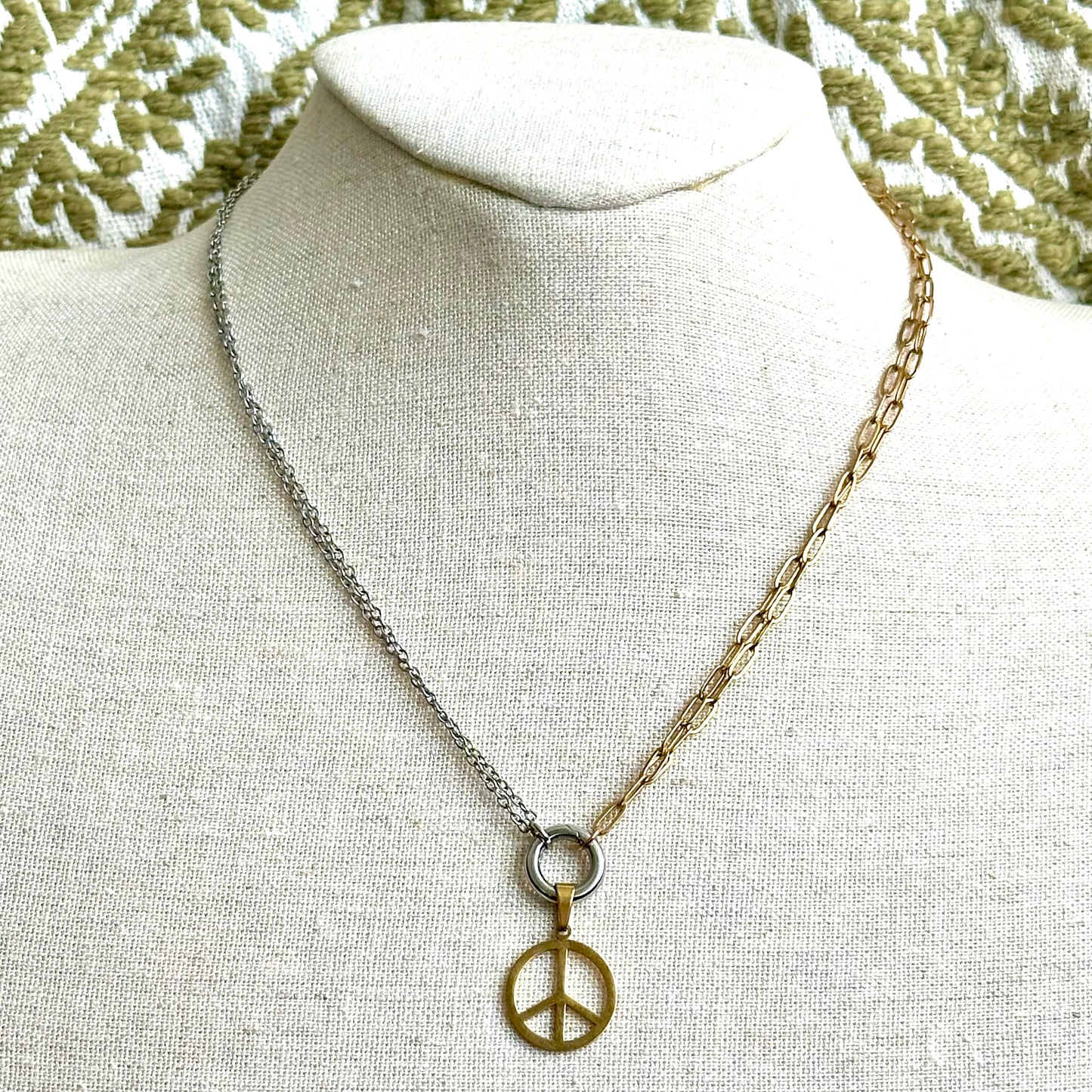 SS Double Trouble Mixed Metal Charm Keeper Necklace