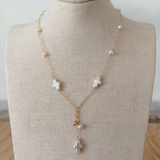 Trinity Pearl Lariat Necklace | Pearl Collection