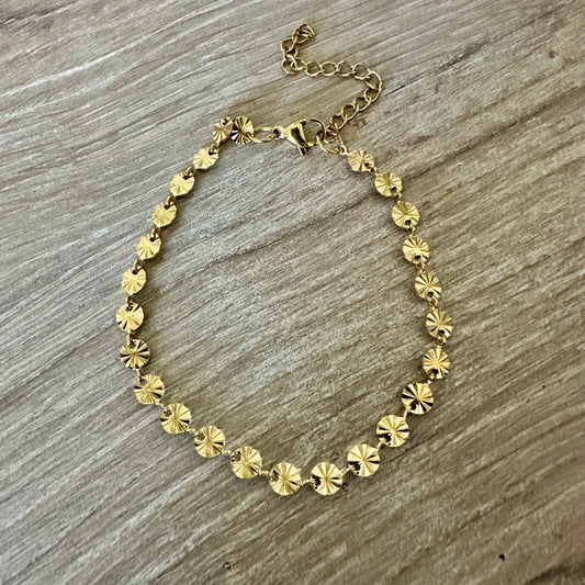 SS Sunburst Coin Chain Bracelet | Stainless Steel Collection by Bella Adornia