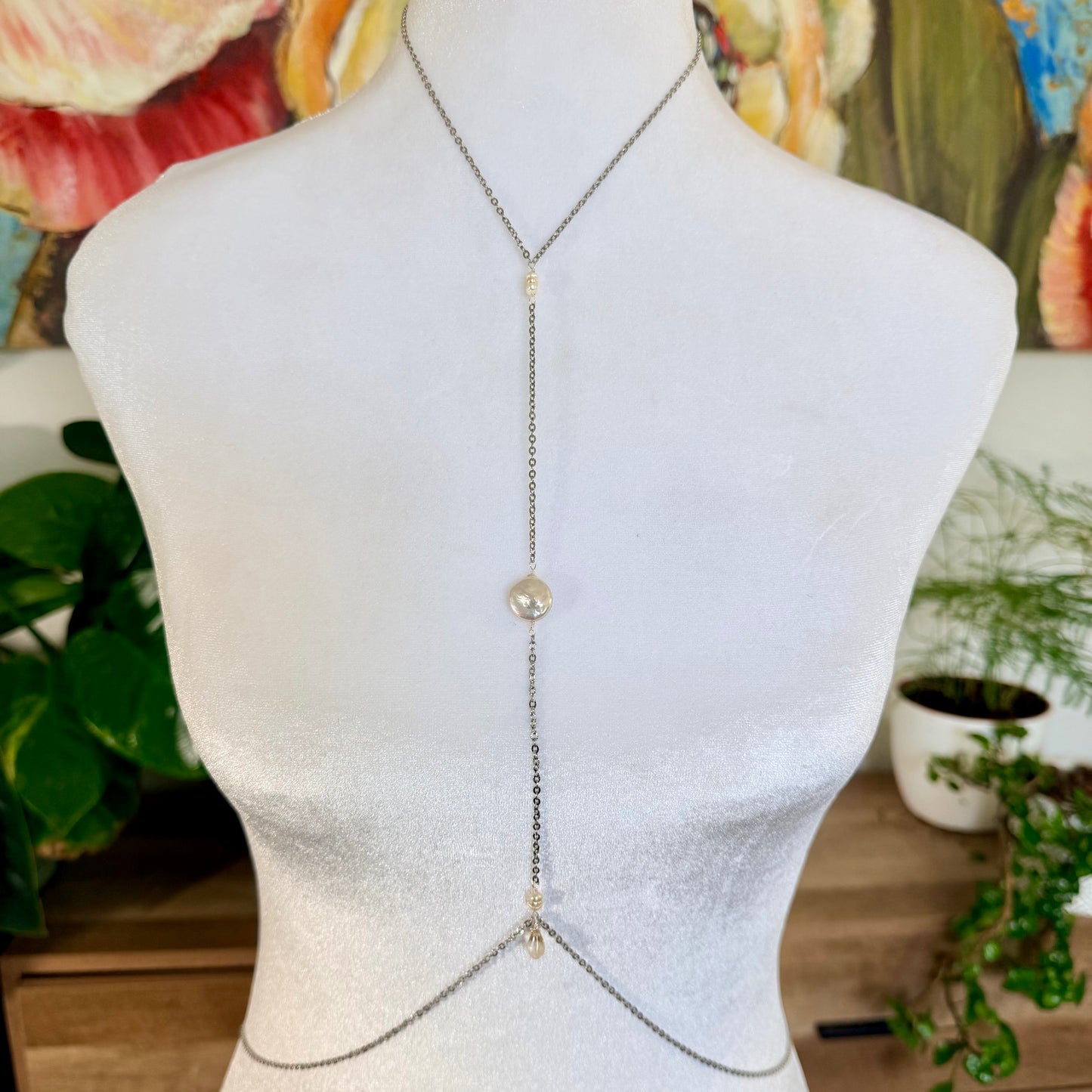 Pearl Drop Body Chain | Stainless Steel Collection