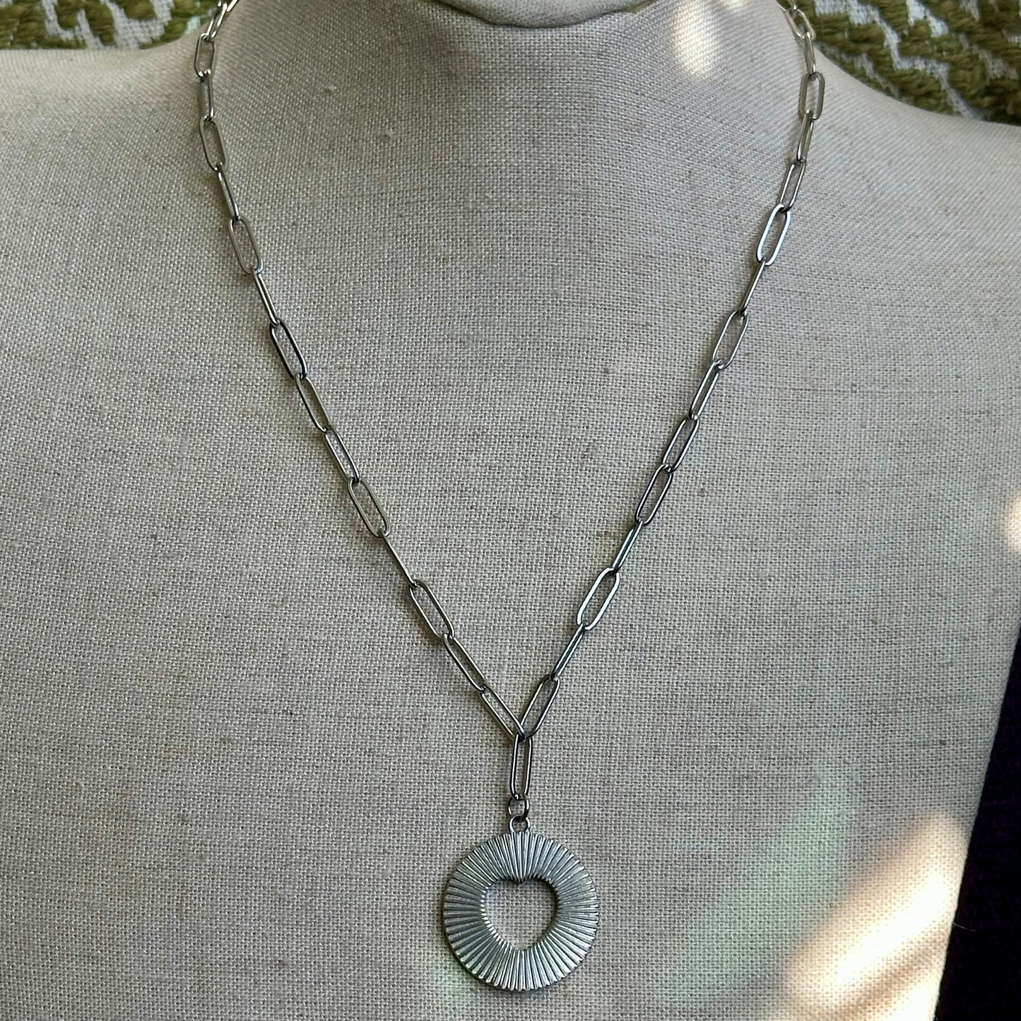 SS Ripple Heart Necklace | Stainless Steel Collection by Bella Adornia