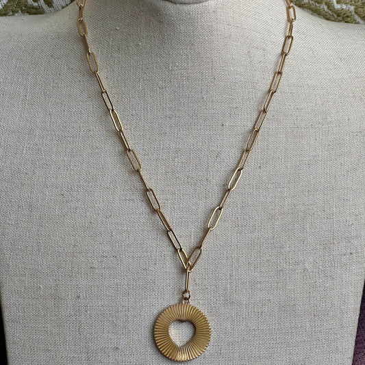 SS Ripple Heart Necklace | Stainless Steel Collection by Bella Adornia