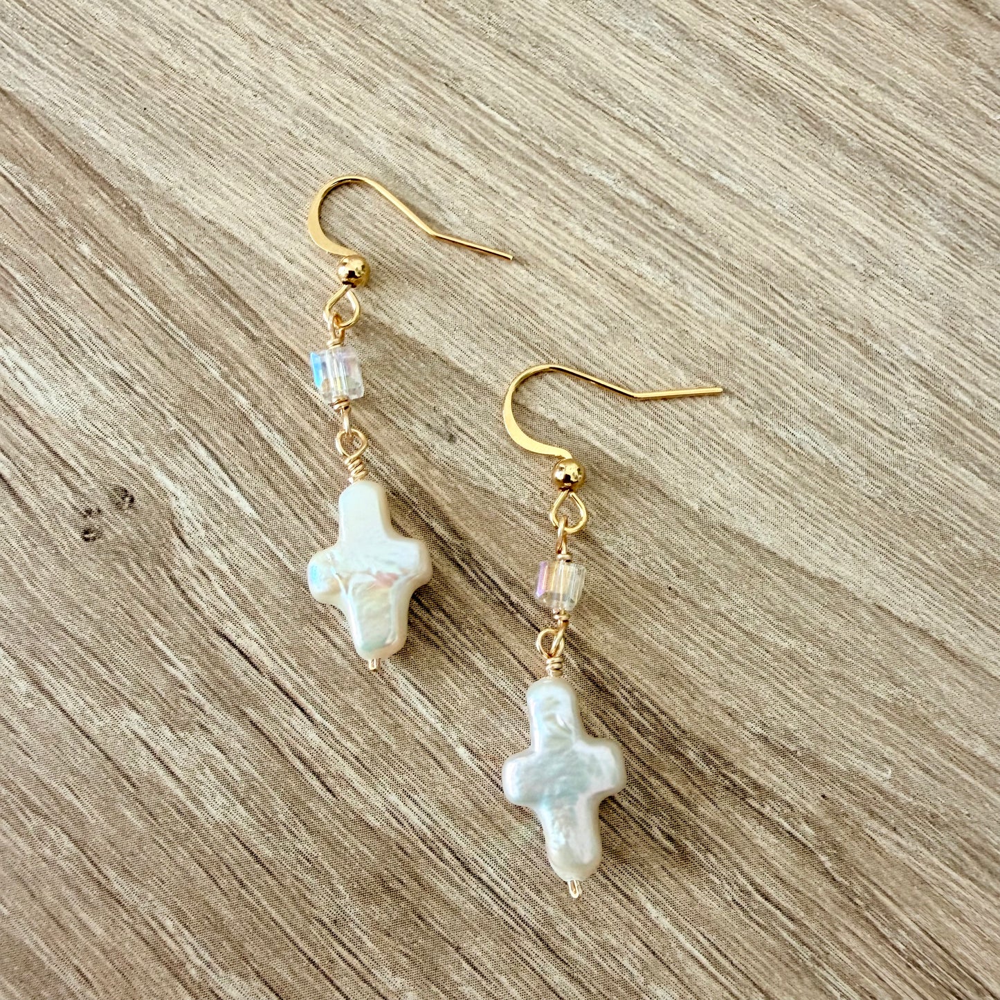 Pearl Cross Earrings | Stainless Steel Collection