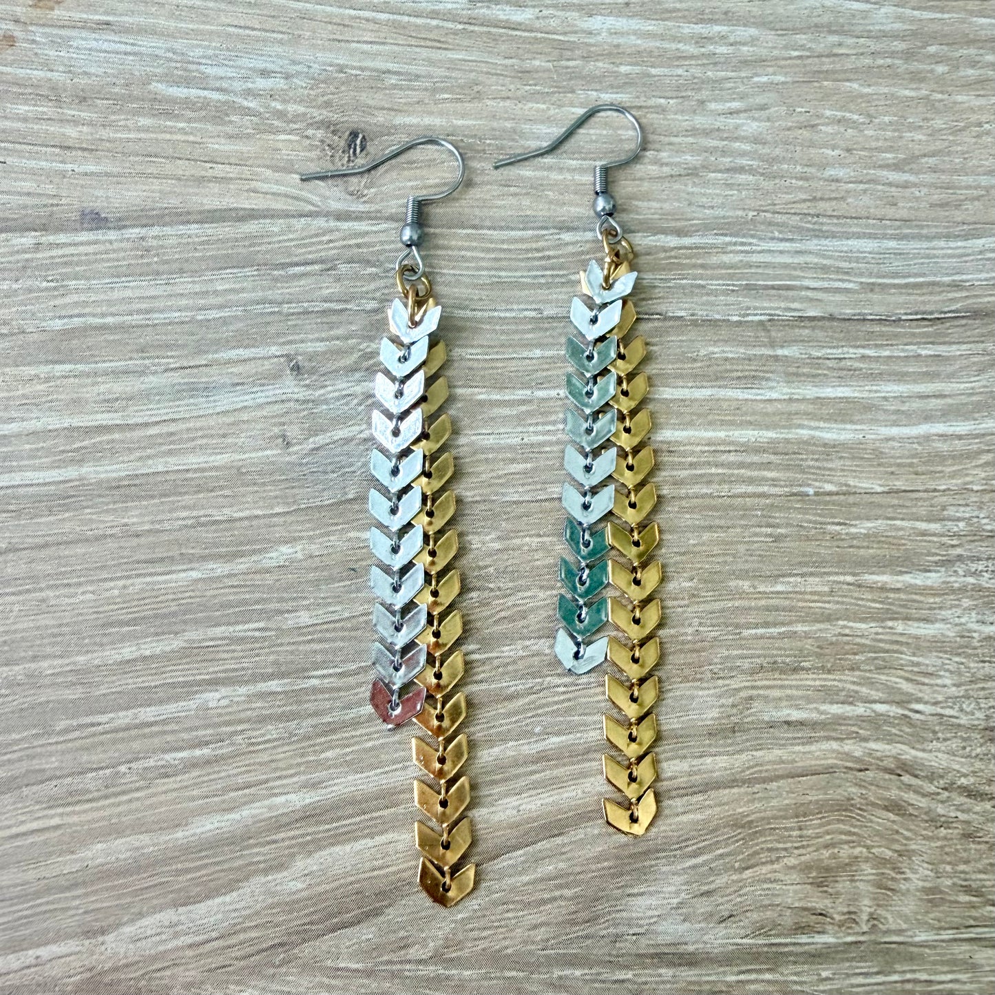 Mixed Chevron Drop Earrings
