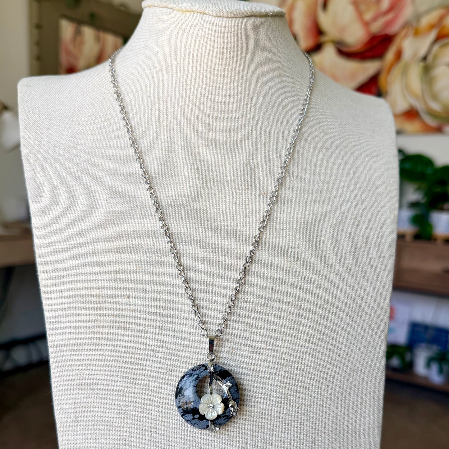 Celestial Bloom Gemstone Necklace | Stainless Steel Collection