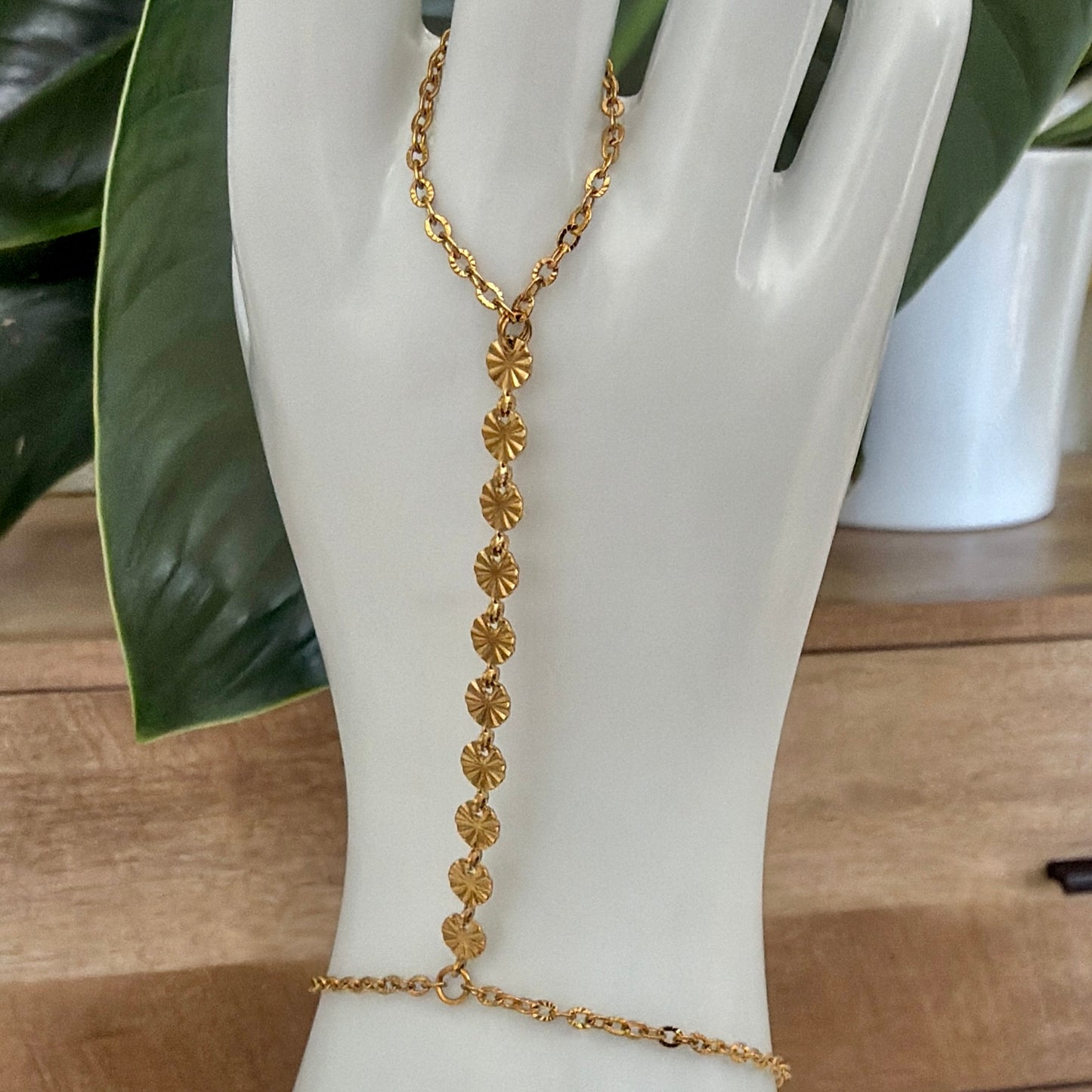 Sunburst Satellite Hand Chain | Stainless Steel Collection