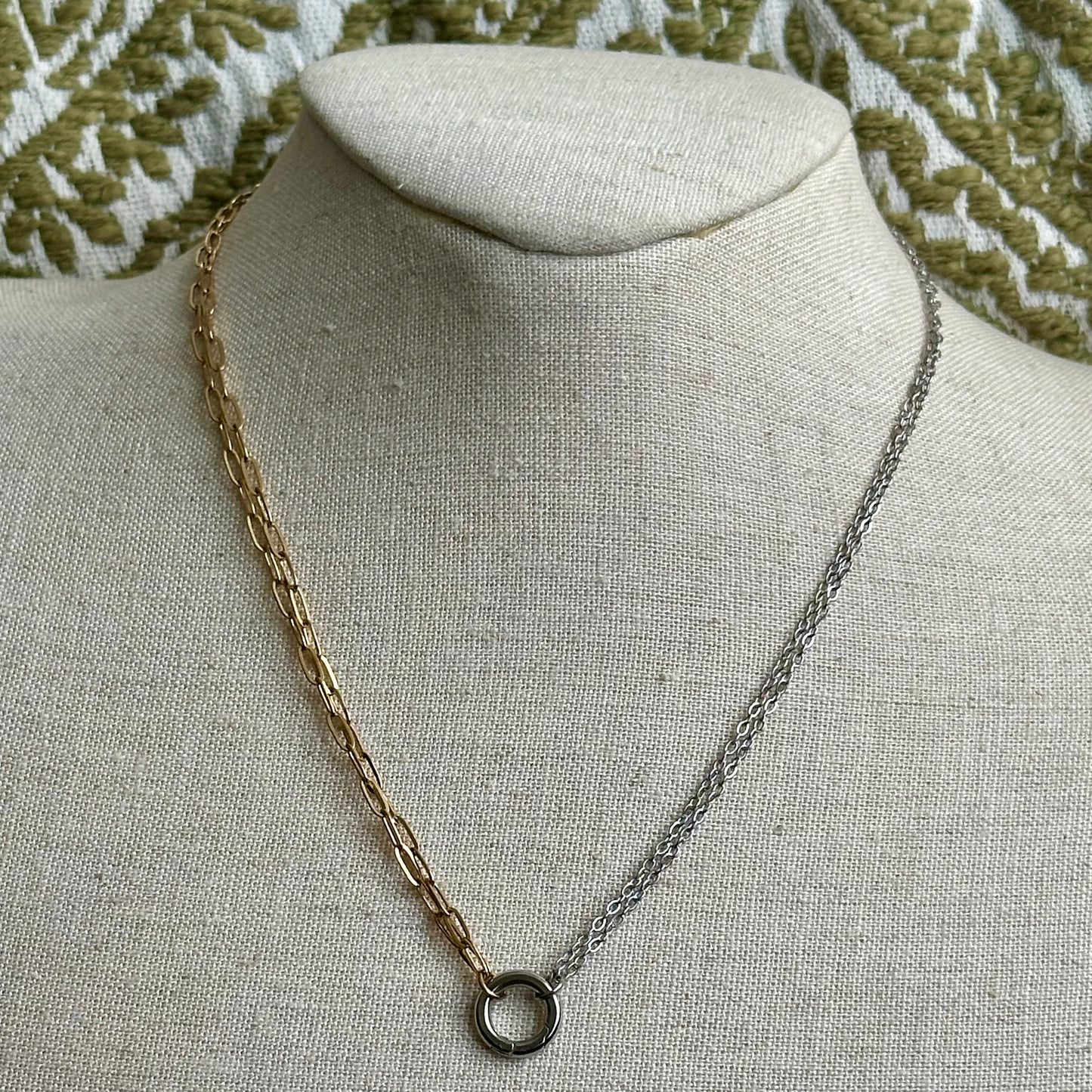 SS Double Trouble Mixed Metal Charm Keeper Necklace