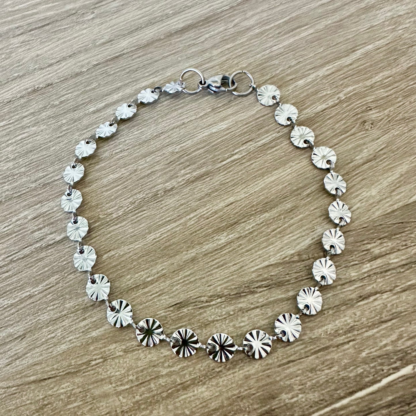 SS Sunburst Coin Chain Bracelet | Stainless Steel Collection by Bella Adornia