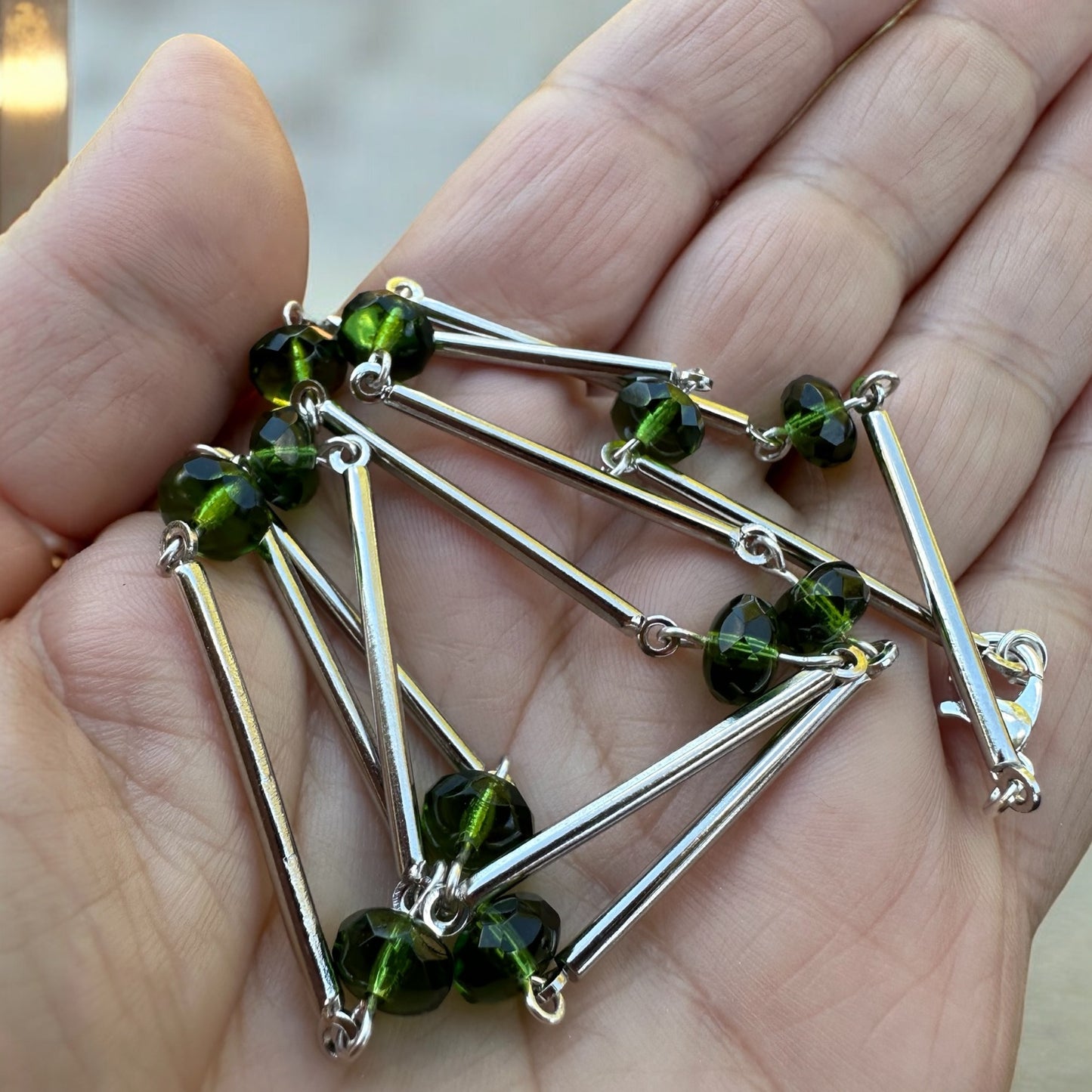 Green and Silver Connector necklace