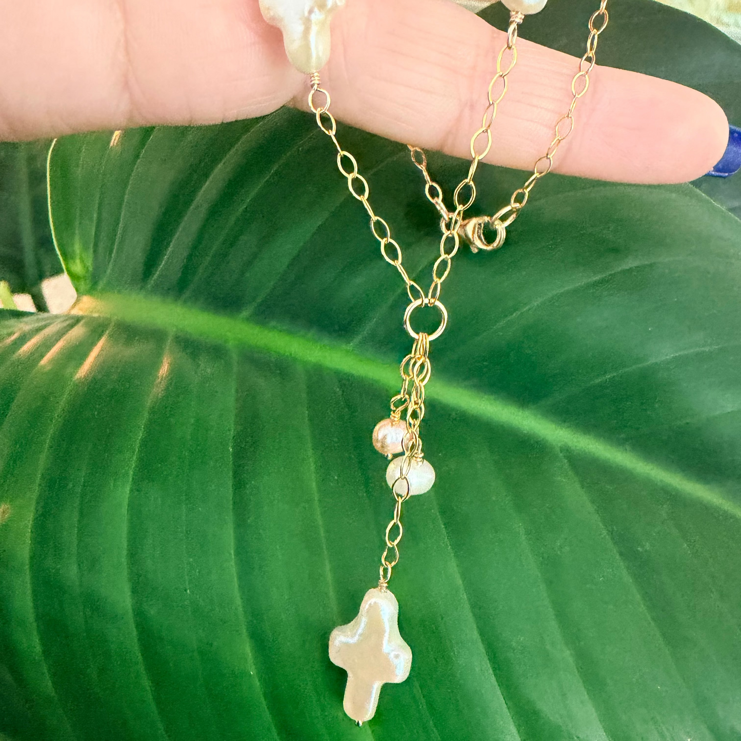 Trinity Pearl Lariat Necklace | Pearl Collection