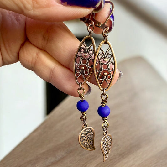Copper Bloom Drop Earrings