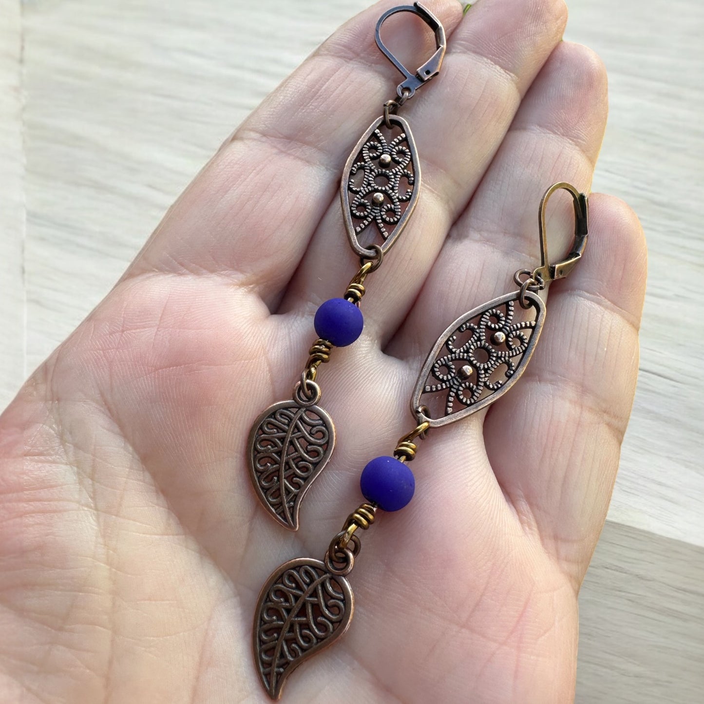 Copper Bloom Drop Earrings