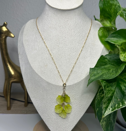 Golden Glow Glass Leaf Necklace | Gold Filled Collection