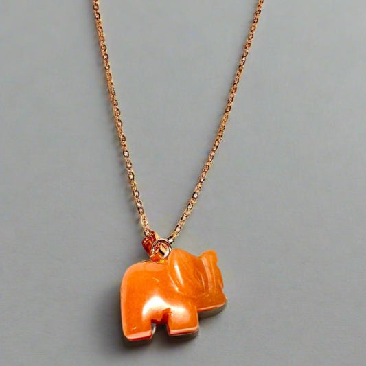18" gold filled delicate chain with a elephant shaped Aventurine pendant